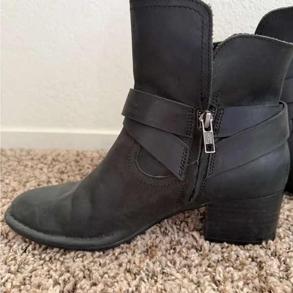 UGG Black Leather Ankle Booties - Picture 4 of 8